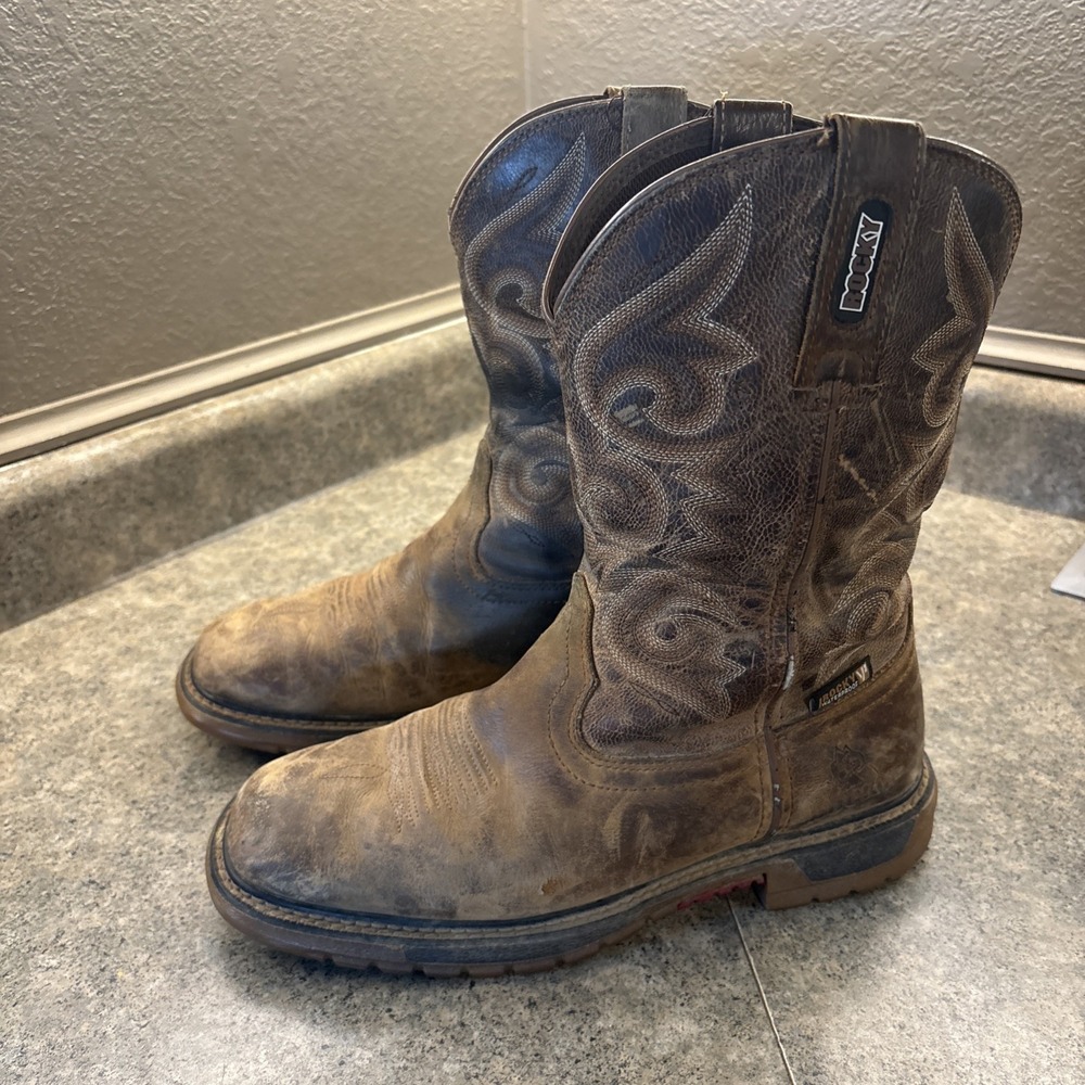 Rocky Cowboy Boots Womens Sz 7.5 RKW0298 10 Inch Western Golden Rod Pull On